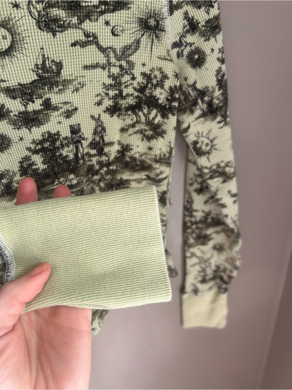 We The Free Toileidays Printed Long-Sleeve Thermal Crewneck - Olive Combo - Picture 7 of 12